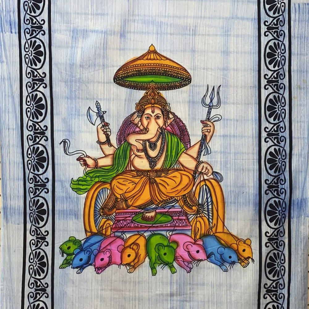 Ganesh On Mouse Chariot Tapestry